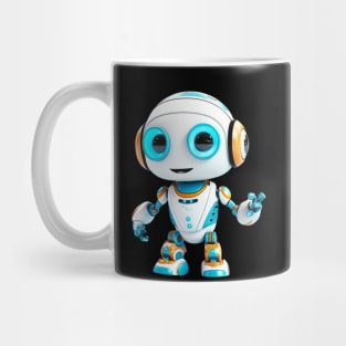 Futuristic Adorable White Toy Robot - 3D Character Design Mug